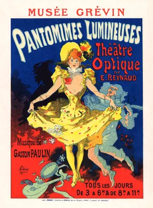Musée Grévin, Pantomimes Lumineuses by Jules Chéret, Silent film lithograph, 1896