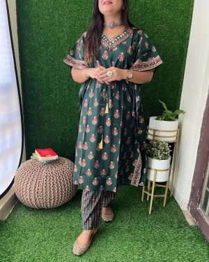Muslin Casual Style Kaftaan Pant Set