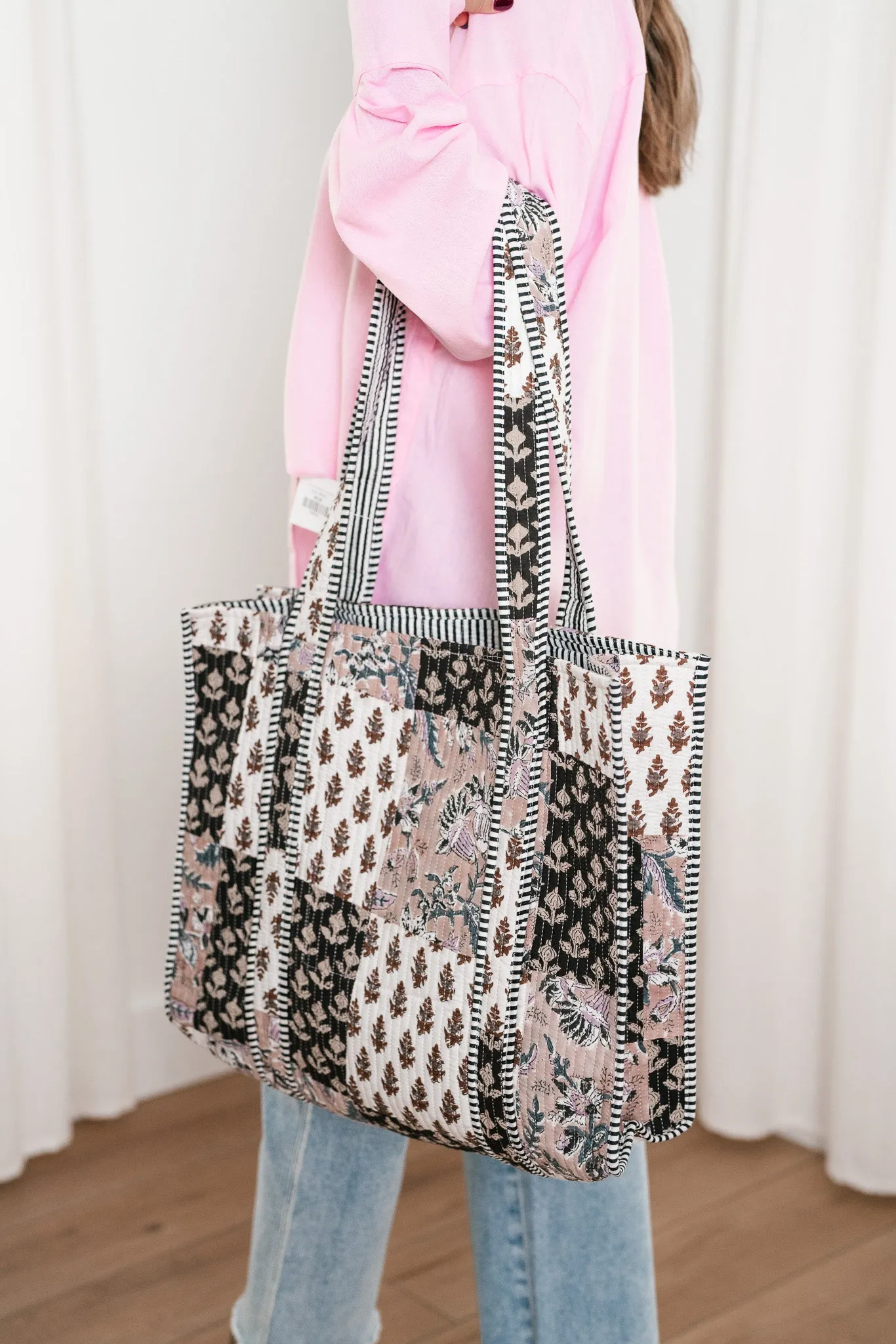Neutral Dreams Patchwork Tote Bag - Brown