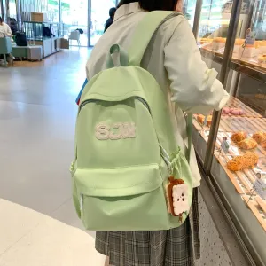 New Western Style Schoolbag Female Junior and Middle School Students Solid Color Simple Korean Style Ins Style Niche Campus Backpack
