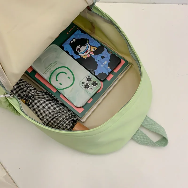 New Western Style Schoolbag Female Junior and Middle School Students Solid Color Simple Korean Style Ins Style Niche Campus Backpack