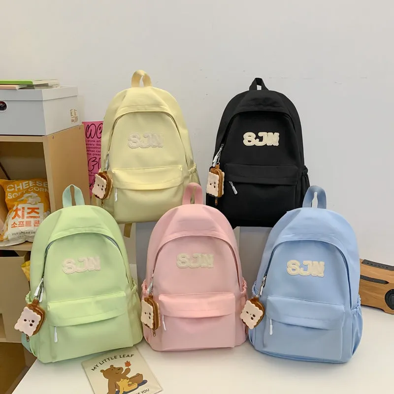 New Western Style Schoolbag Female Junior and Middle School Students Solid Color Simple Korean Style Ins Style Niche Campus Backpack