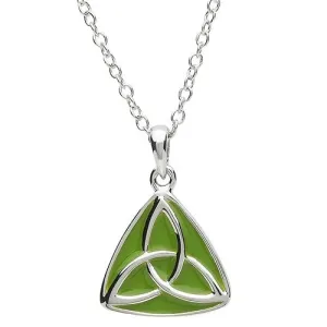 PlatinumWare Green Enamel Trinity Knot Pendant