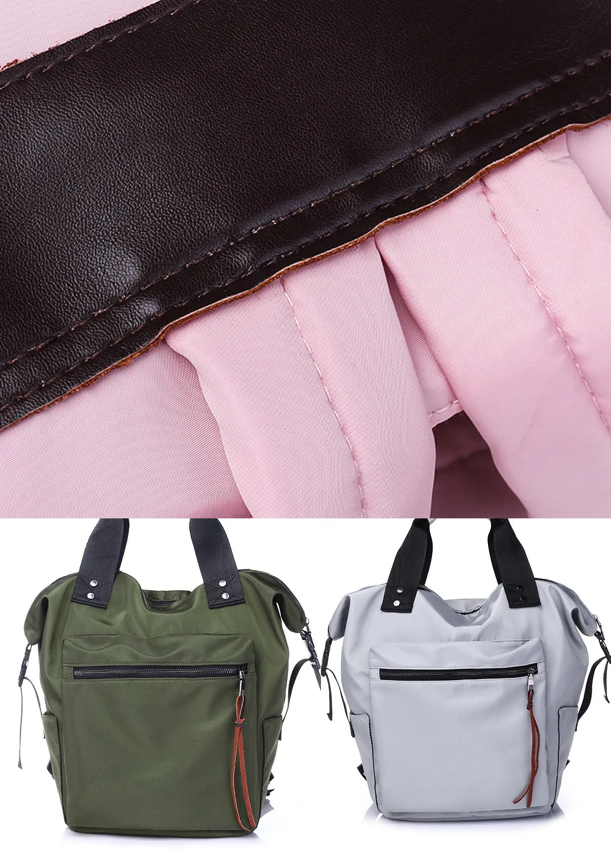 Retro Grey Solid Cotton Backpack Bag
