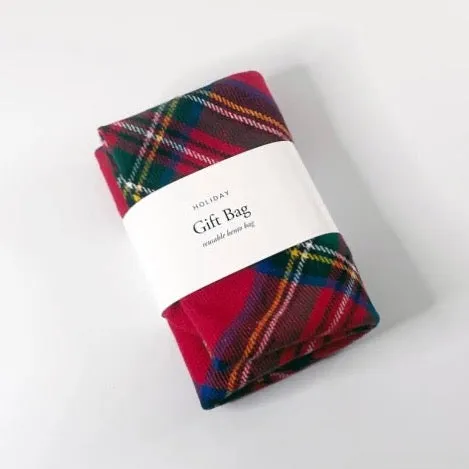 reusable plaid furoshiki wrap