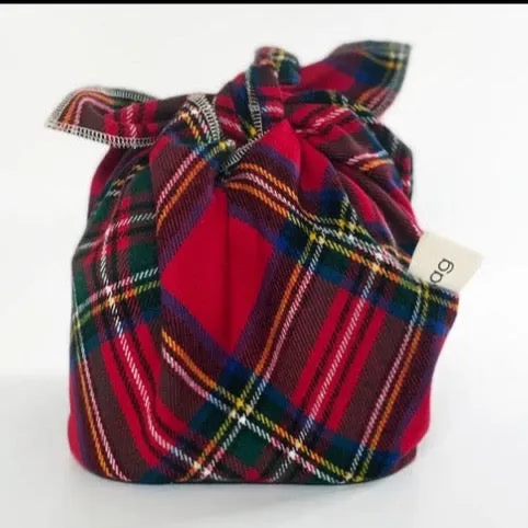 reusable plaid furoshiki wrap