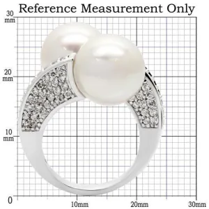 Rhodium Brass Ring with AAA Grade CZ in Clear for Women Style 0W025