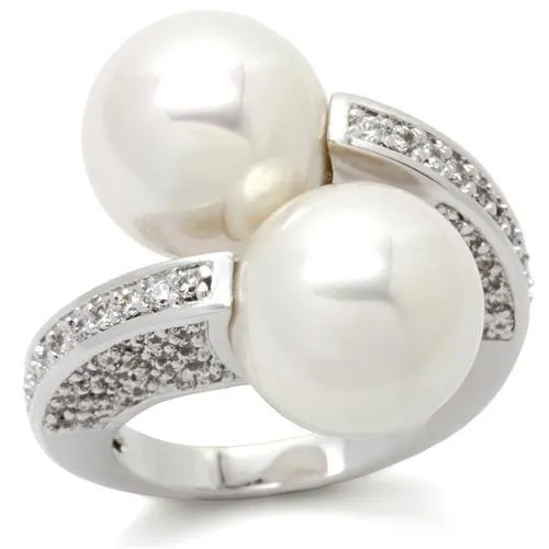 Rhodium Brass Ring with AAA Grade CZ in Clear for Women Style 0W025