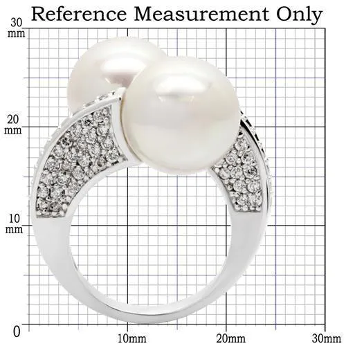 Rhodium Brass Ring with AAA Grade CZ in Clear for Women Style 0W025