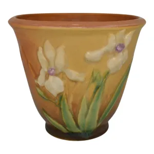 Roseville Iris Tan 1938 Vintage Art Pottery Ceramic Flower Pot Planter 648-5