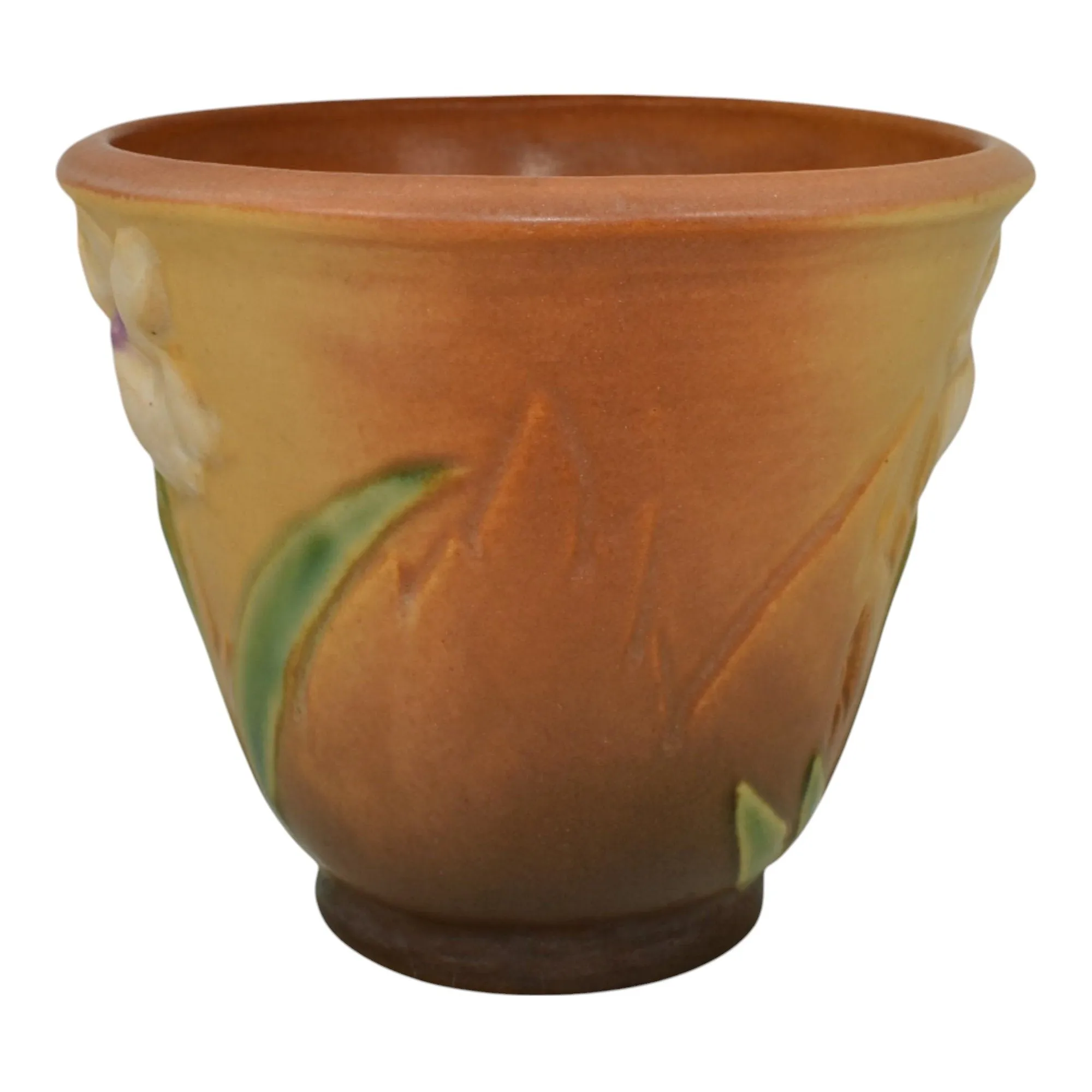 Roseville Iris Tan 1938 Vintage Art Pottery Ceramic Flower Pot Planter 648-5