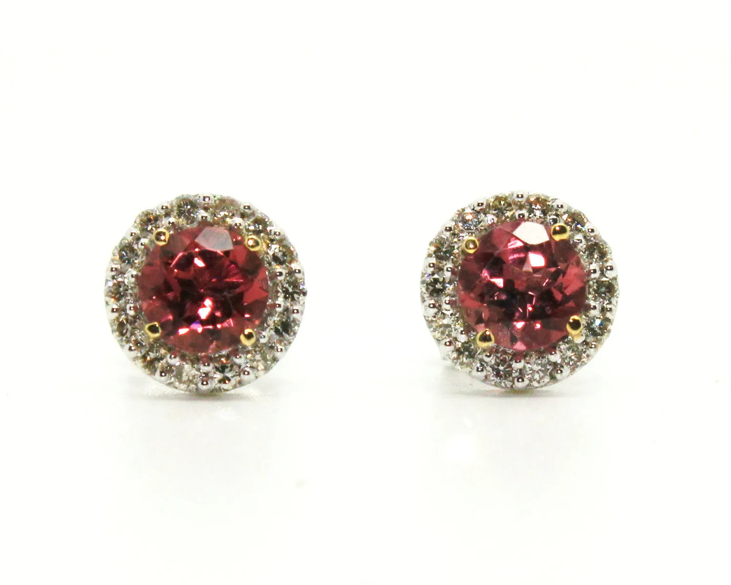Round Halo Tourmoline And Diamond Earring Ad No. 1010