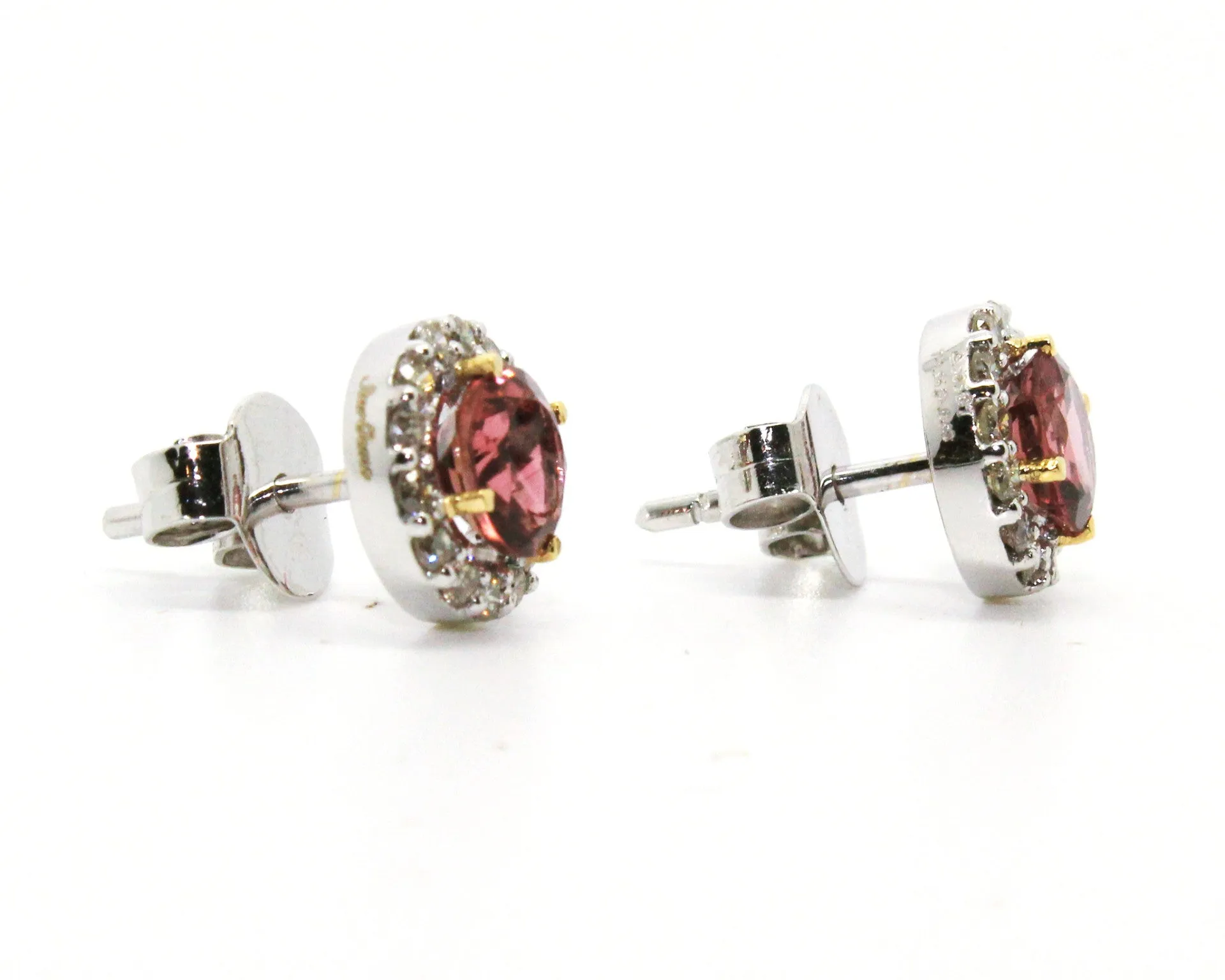 Round Halo Tourmoline And Diamond Earring Ad No. 1010