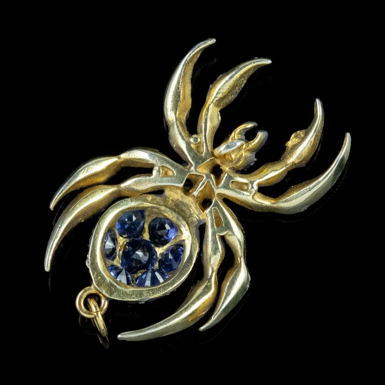 Sapphire Diamond Spider Pendant Silver Gold