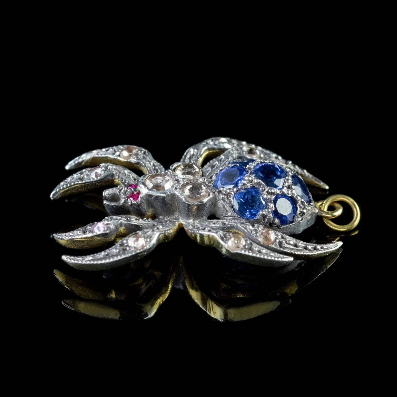 Sapphire Diamond Spider Pendant Silver Gold