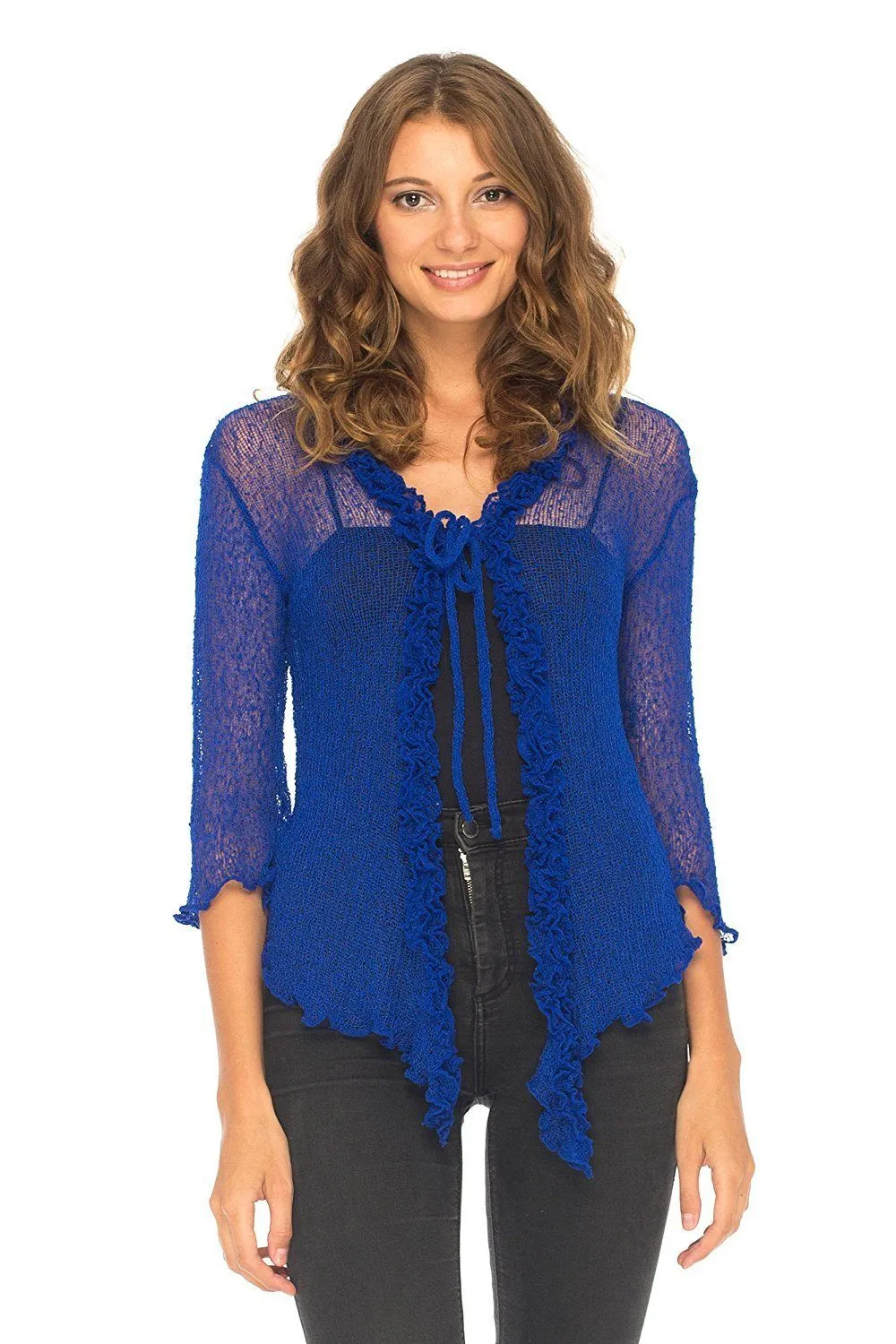 Sheer Shrug Cardigan - Lightweight Knit by SHU-SHI