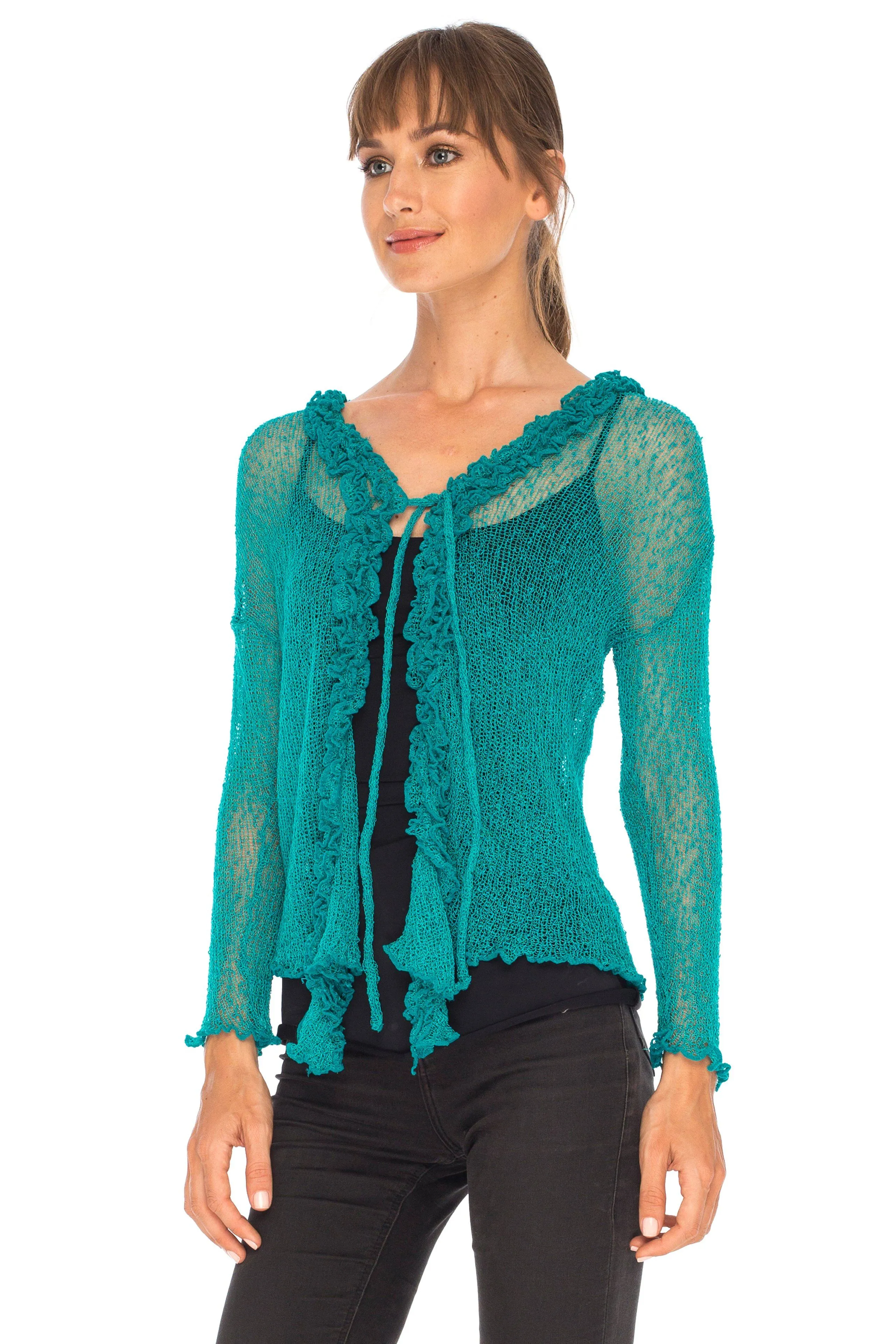 Sheer Shrug Cardigan - Lightweight Knit by SHU-SHI