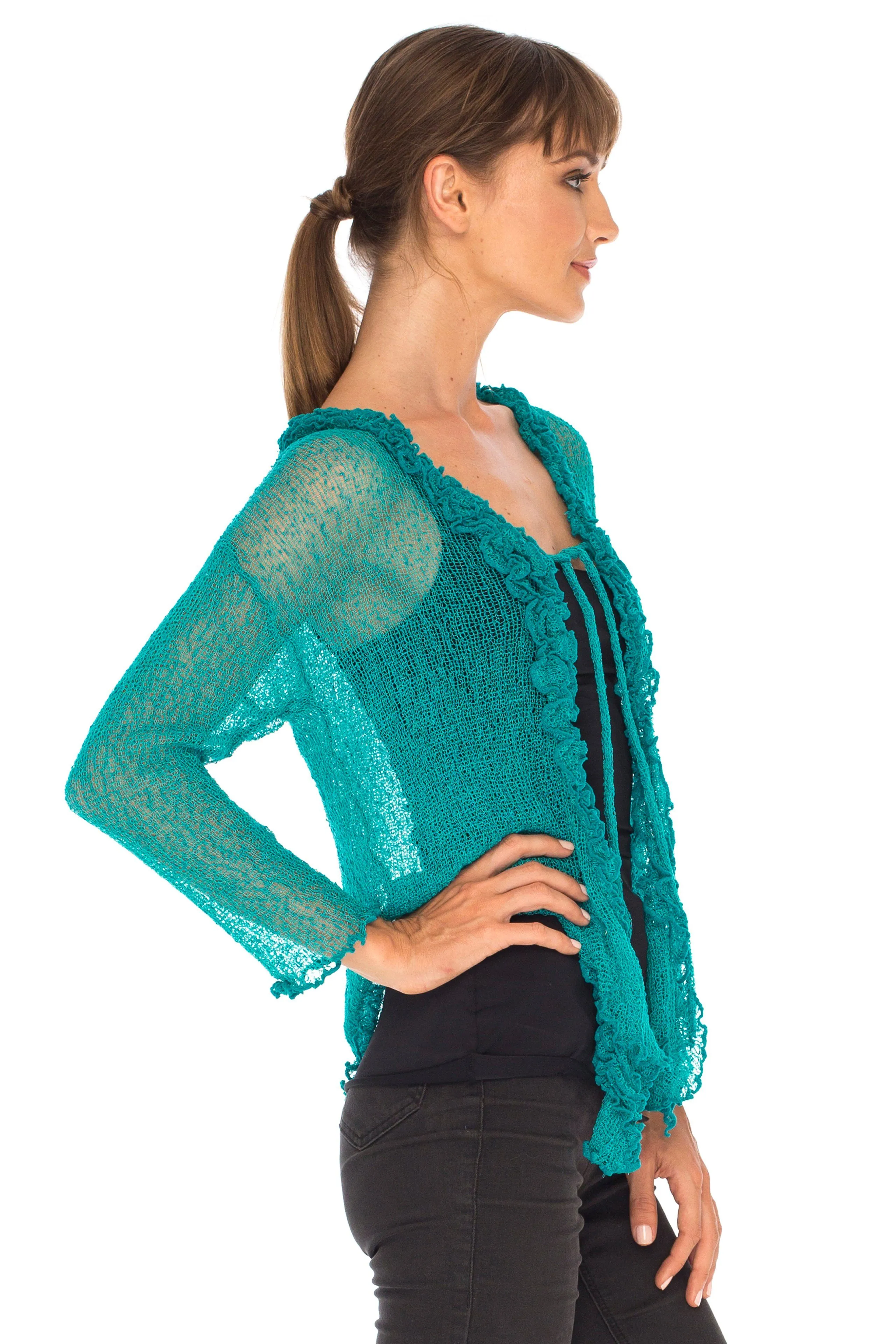 Sheer Shrug Cardigan - Lightweight Knit by SHU-SHI