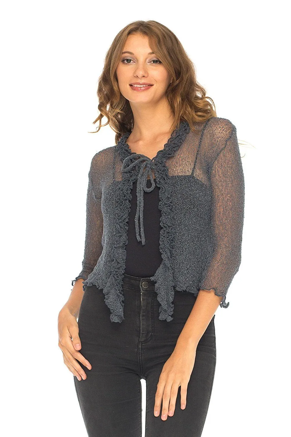 Sheer Shrug Cardigan - Lightweight Knit by SHU-SHI