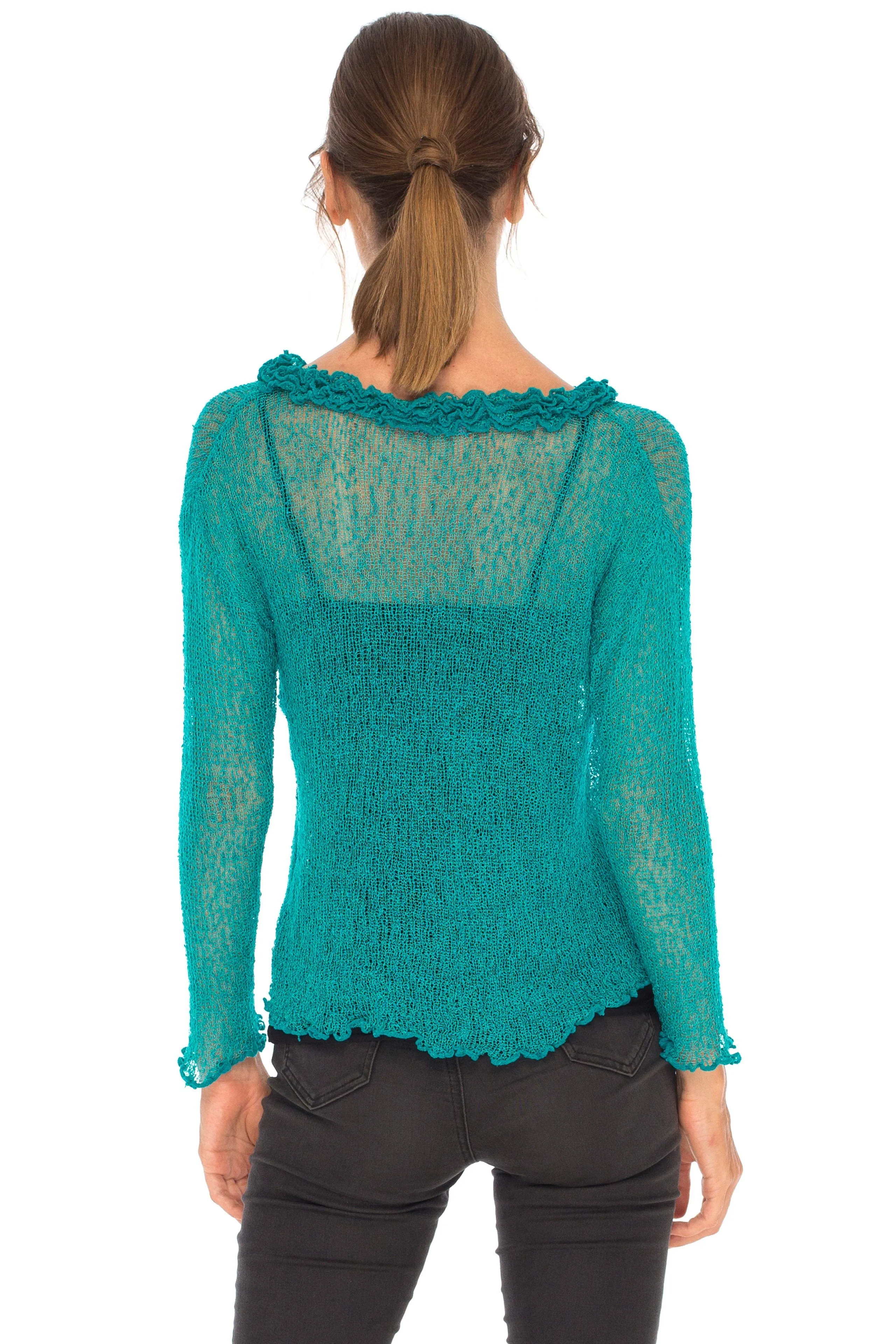Sheer Shrug Cardigan - Lightweight Knit by SHU-SHI