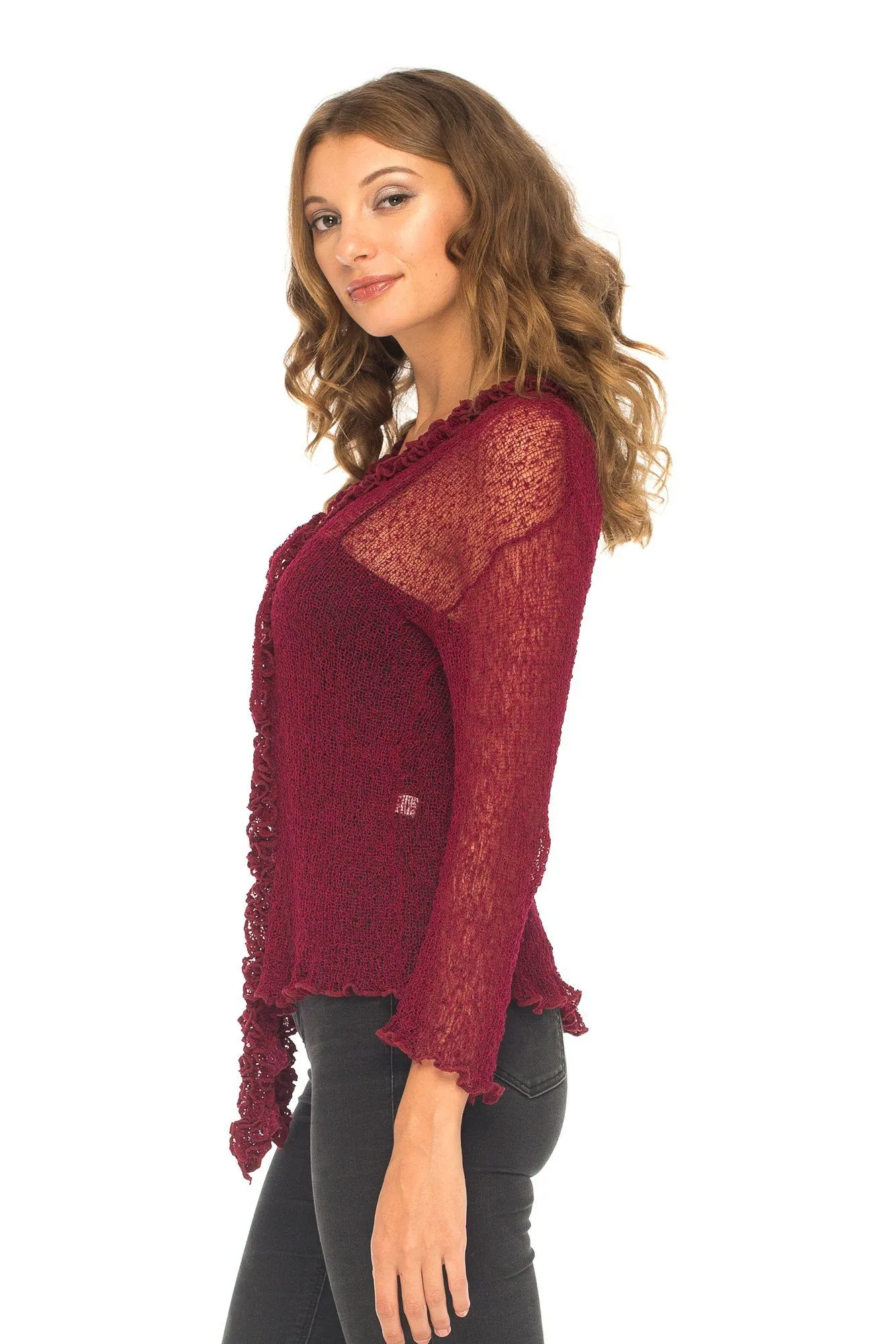 Sheer Shrug Cardigan - Lightweight Knit by SHU-SHI