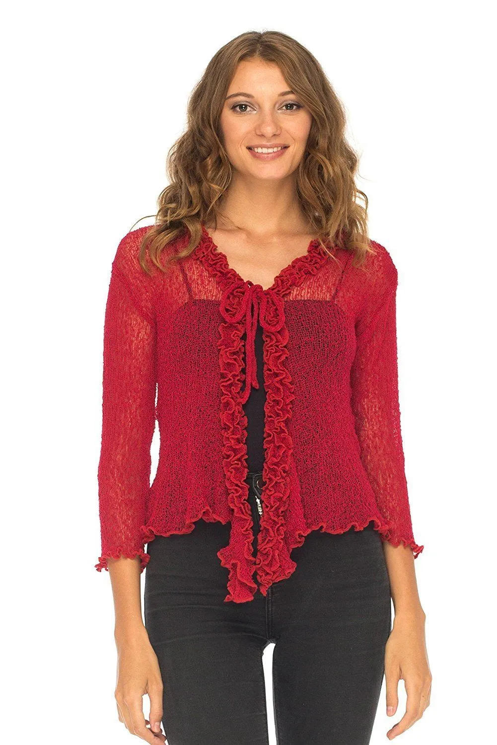 Sheer Shrug Cardigan - Lightweight Knit by SHU-SHI