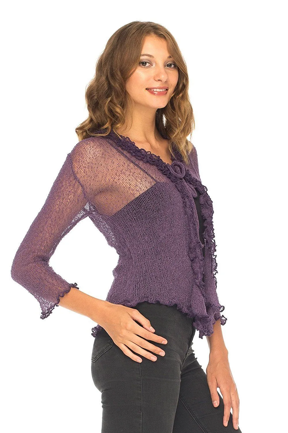 Sheer Shrug Cardigan - Lightweight Knit by SHU-SHI