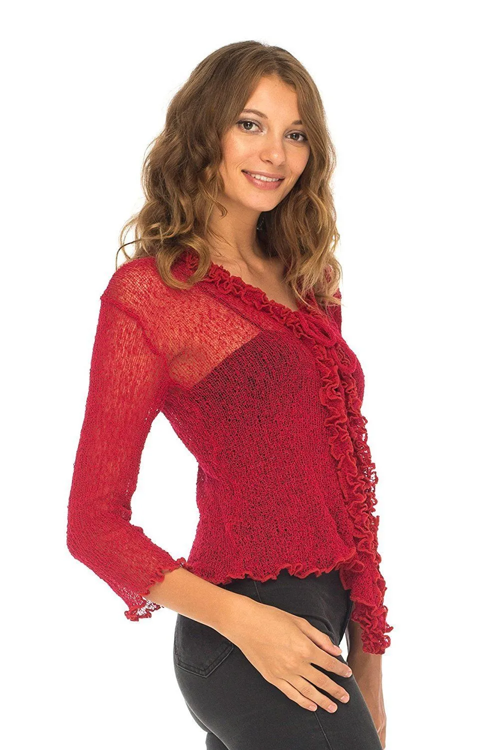 Sheer Shrug Cardigan - Lightweight Knit by SHU-SHI