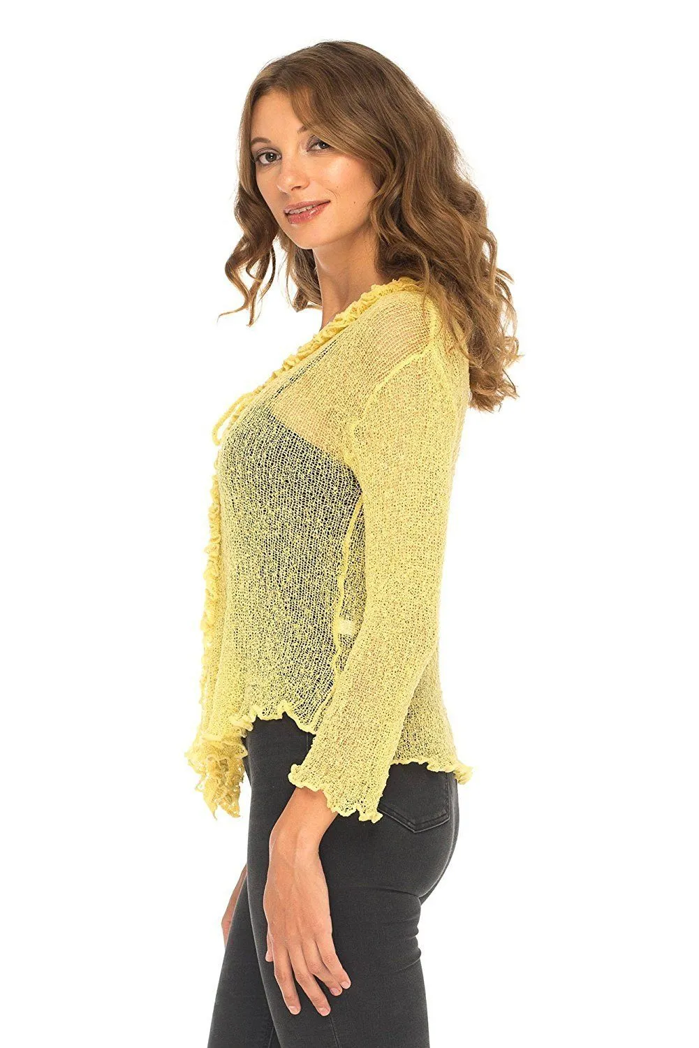 Sheer Shrug Cardigan - Lightweight Knit by SHU-SHI