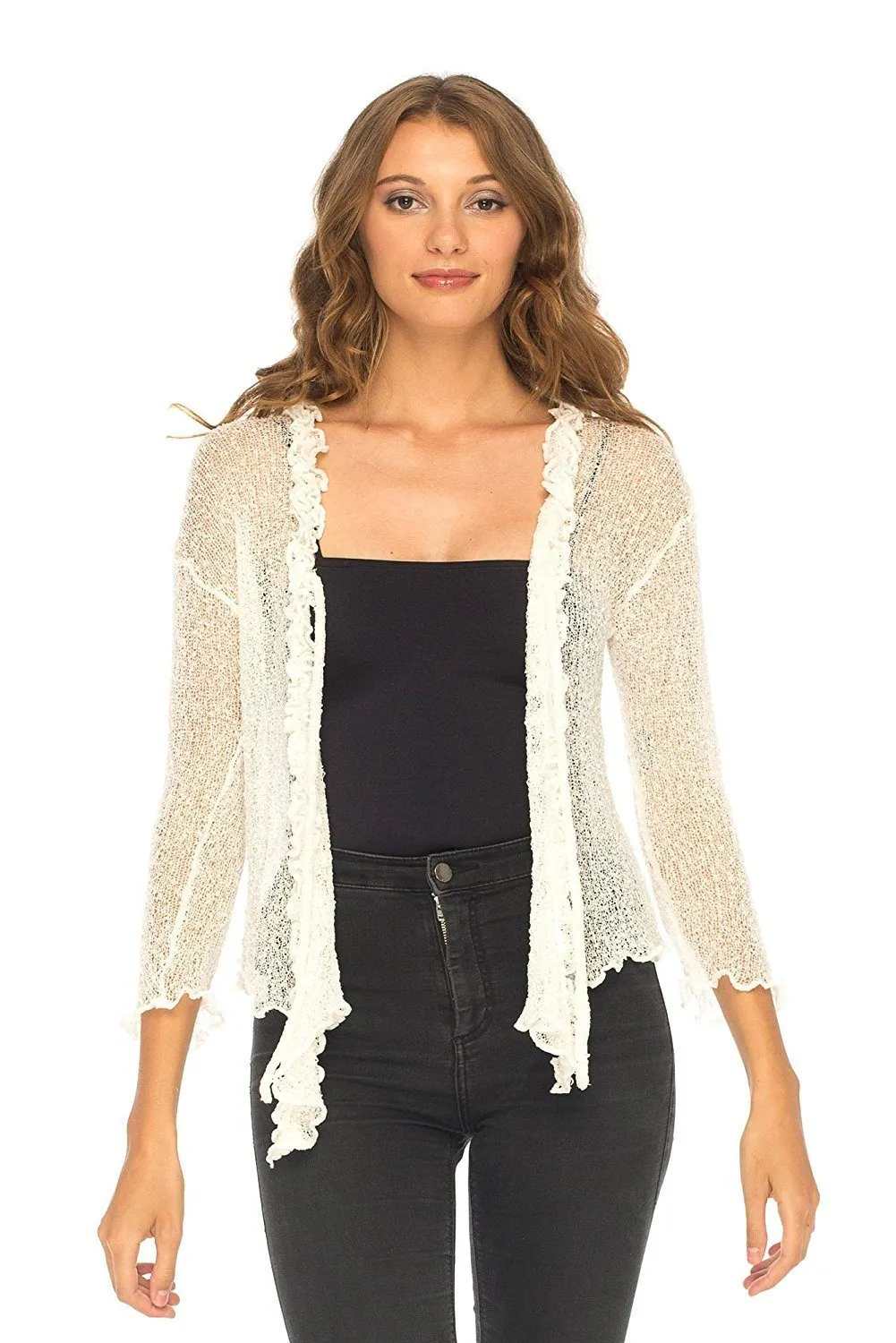 Sheer Shrug Cardigan - Lightweight Knit by SHU-SHI
