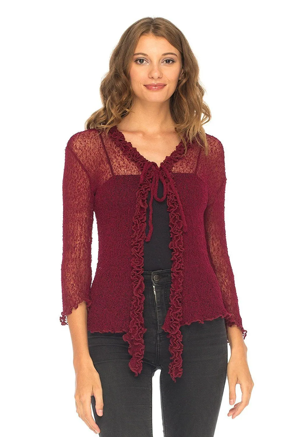 Sheer Shrug Cardigan - Lightweight Knit by SHU-SHI