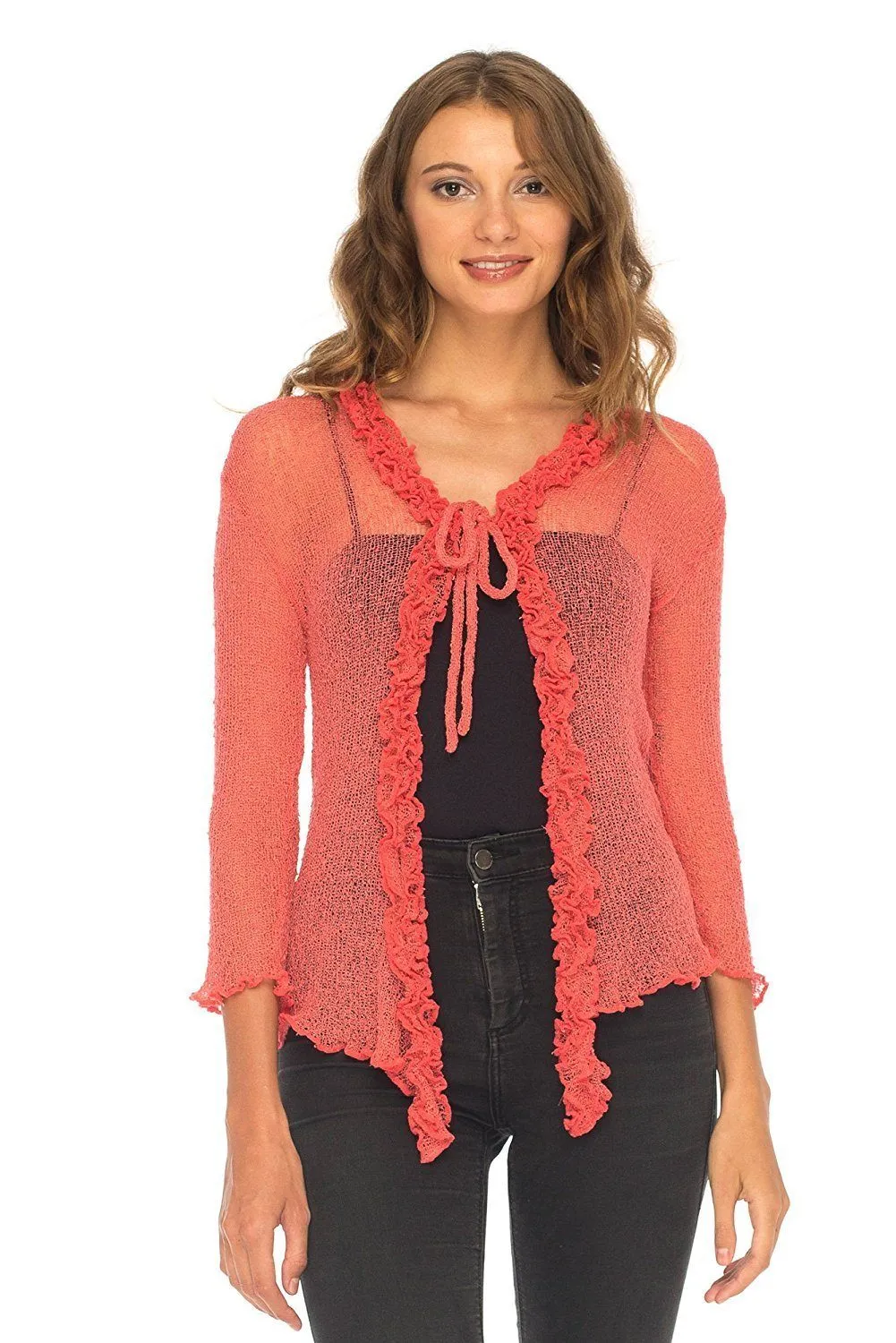 Sheer Shrug Cardigan - Lightweight Knit by SHU-SHI