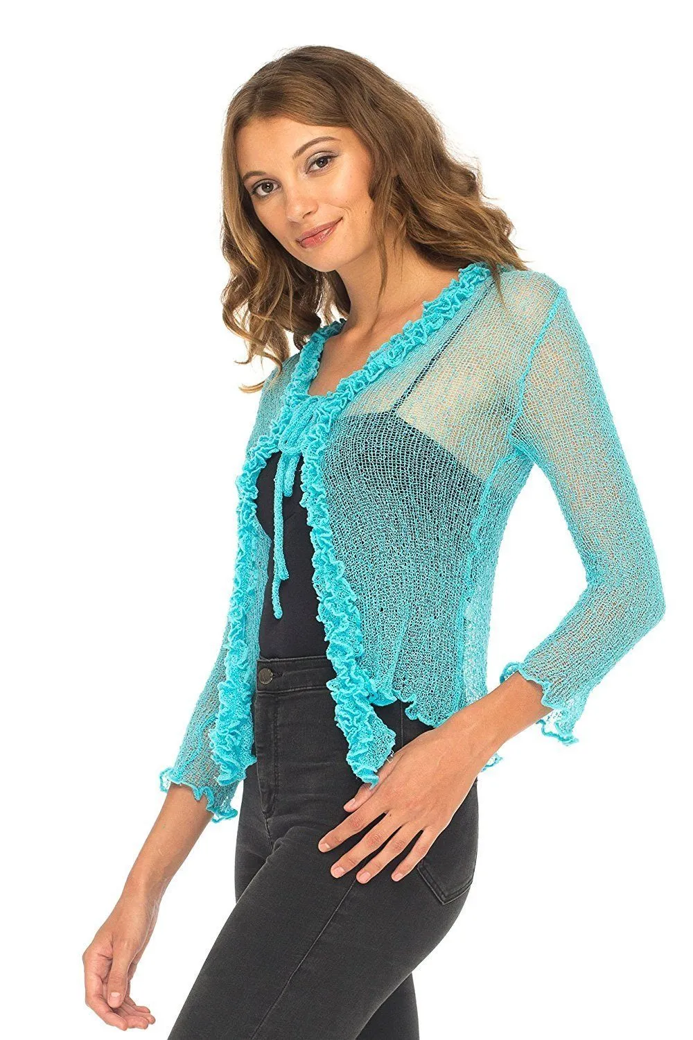 Sheer Shrug Cardigan - Lightweight Knit by SHU-SHI