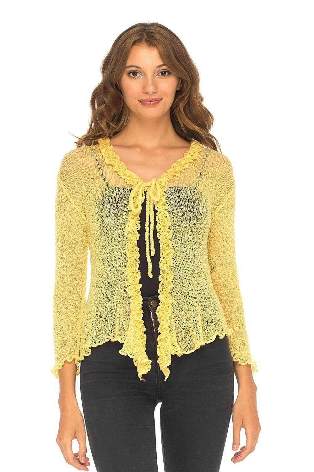 Sheer Shrug Cardigan - Lightweight Knit by SHU-SHI