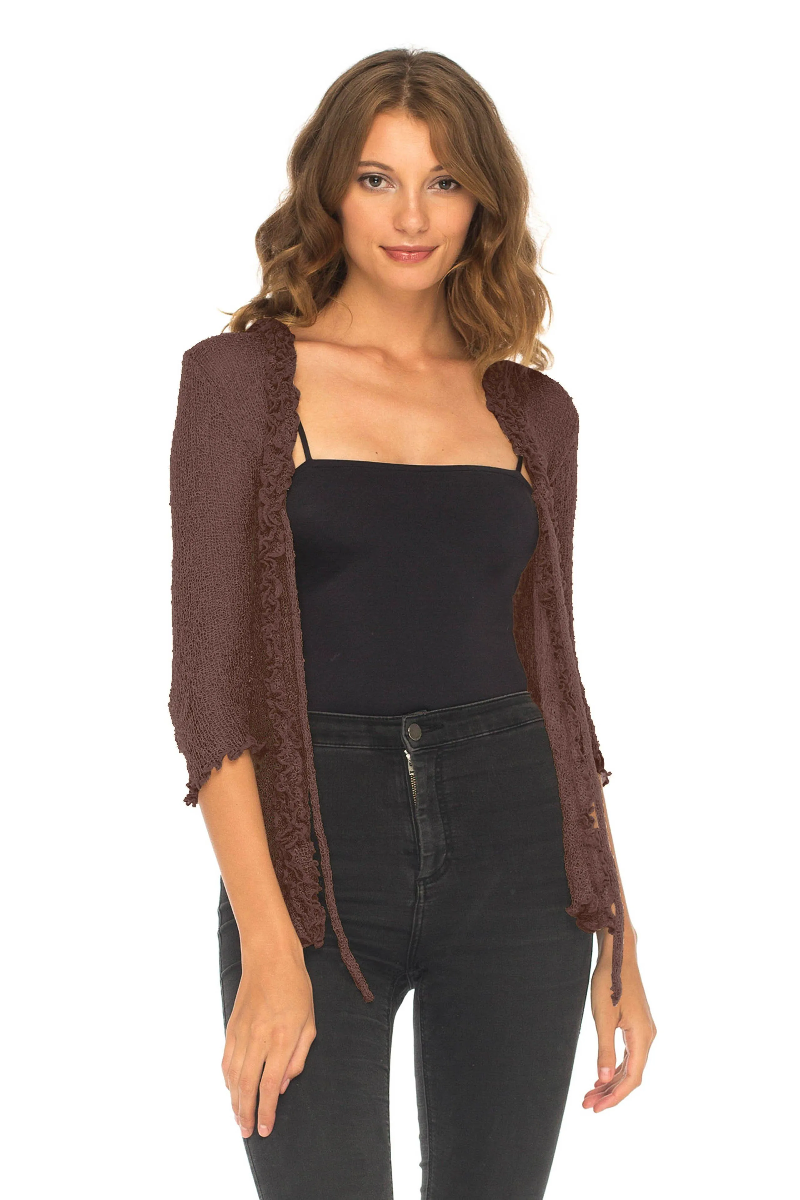 Sheer Shrug Cardigan - Lightweight Knit by SHU-SHI