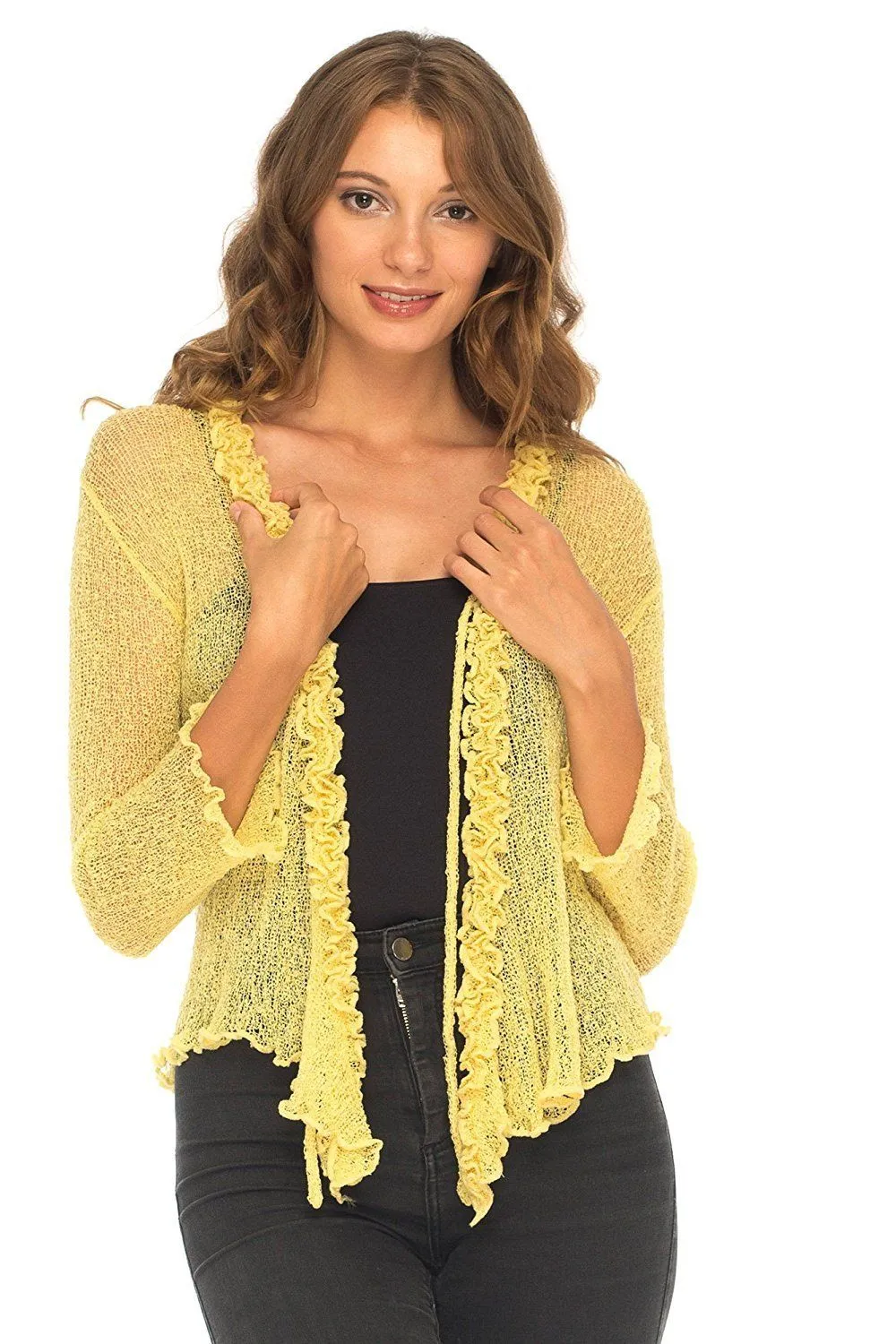 Sheer Shrug Cardigan - Lightweight Knit by SHU-SHI