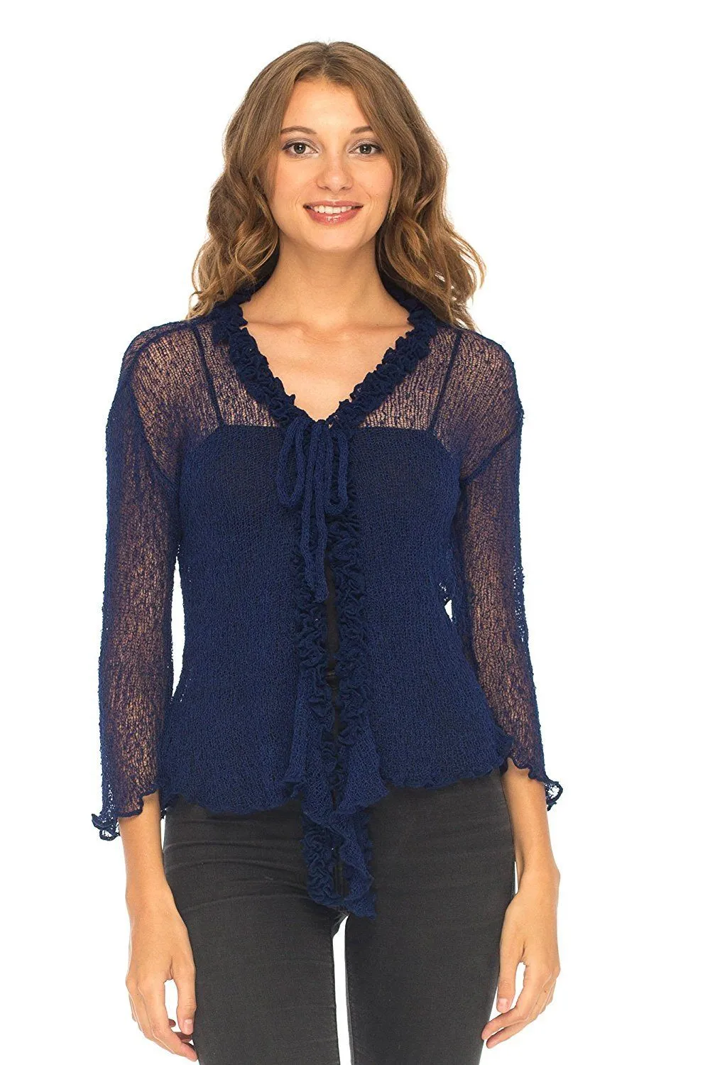 Sheer Shrug Cardigan - Lightweight Knit by SHU-SHI