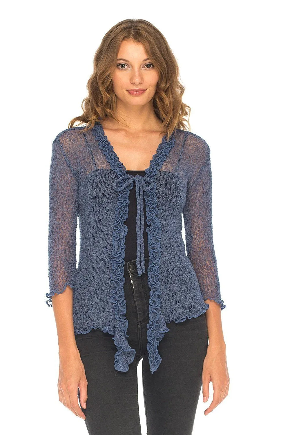 Sheer Shrug Cardigan - Lightweight Knit by SHU-SHI