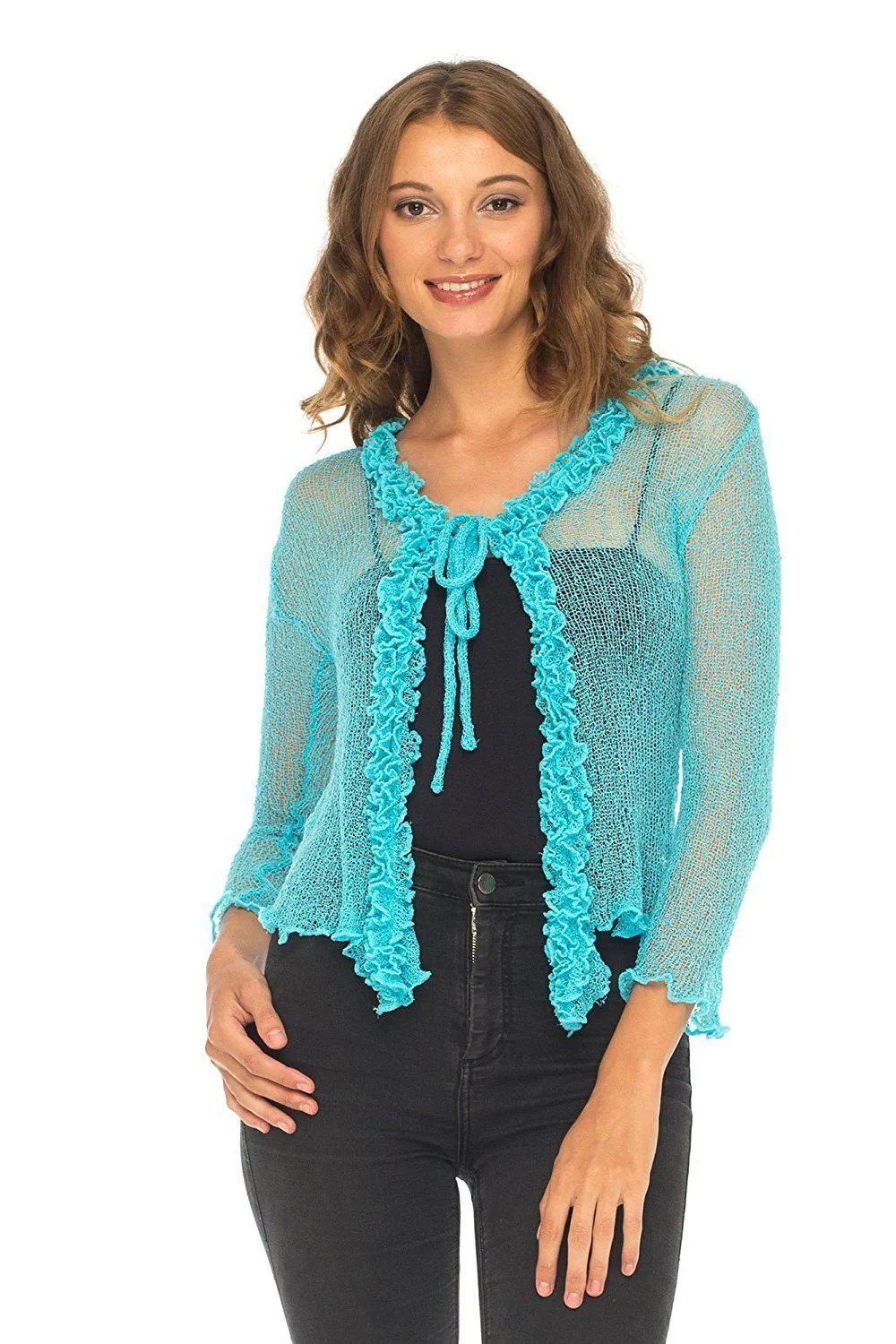 Sheer Shrug Cardigan - Lightweight Knit by SHU-SHI