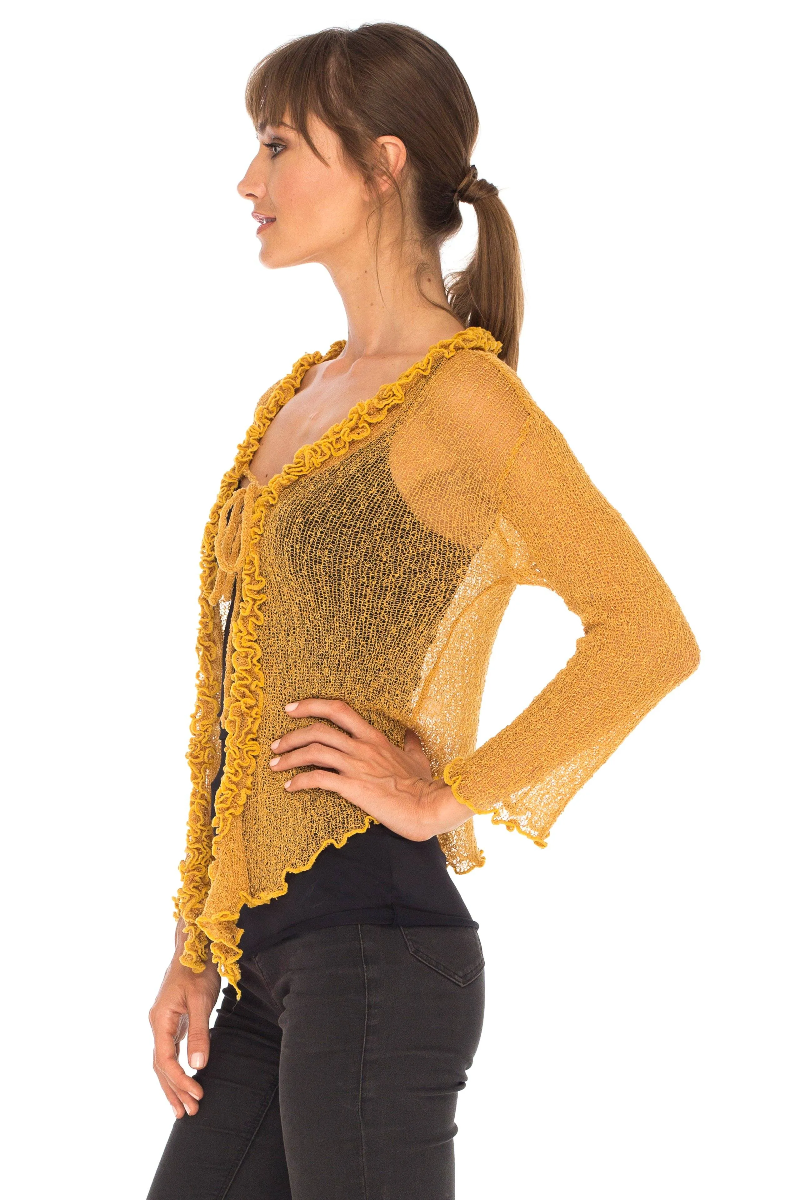 Sheer Shrug Cardigan - Lightweight Knit by SHU-SHI