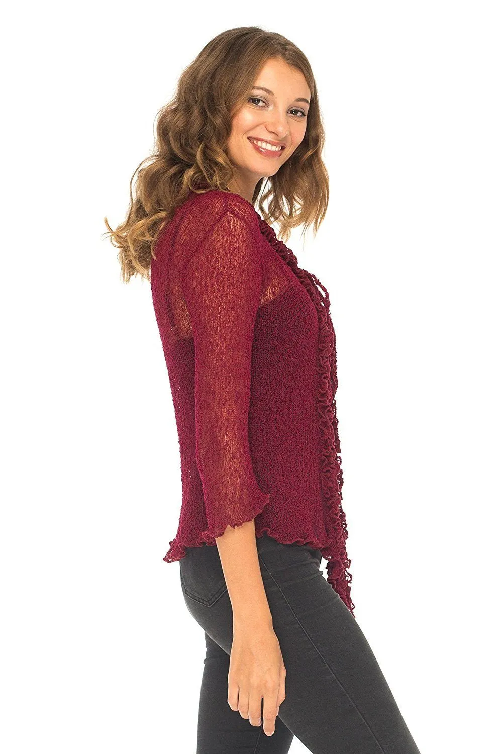 Sheer Shrug Cardigan - Lightweight Knit by SHU-SHI