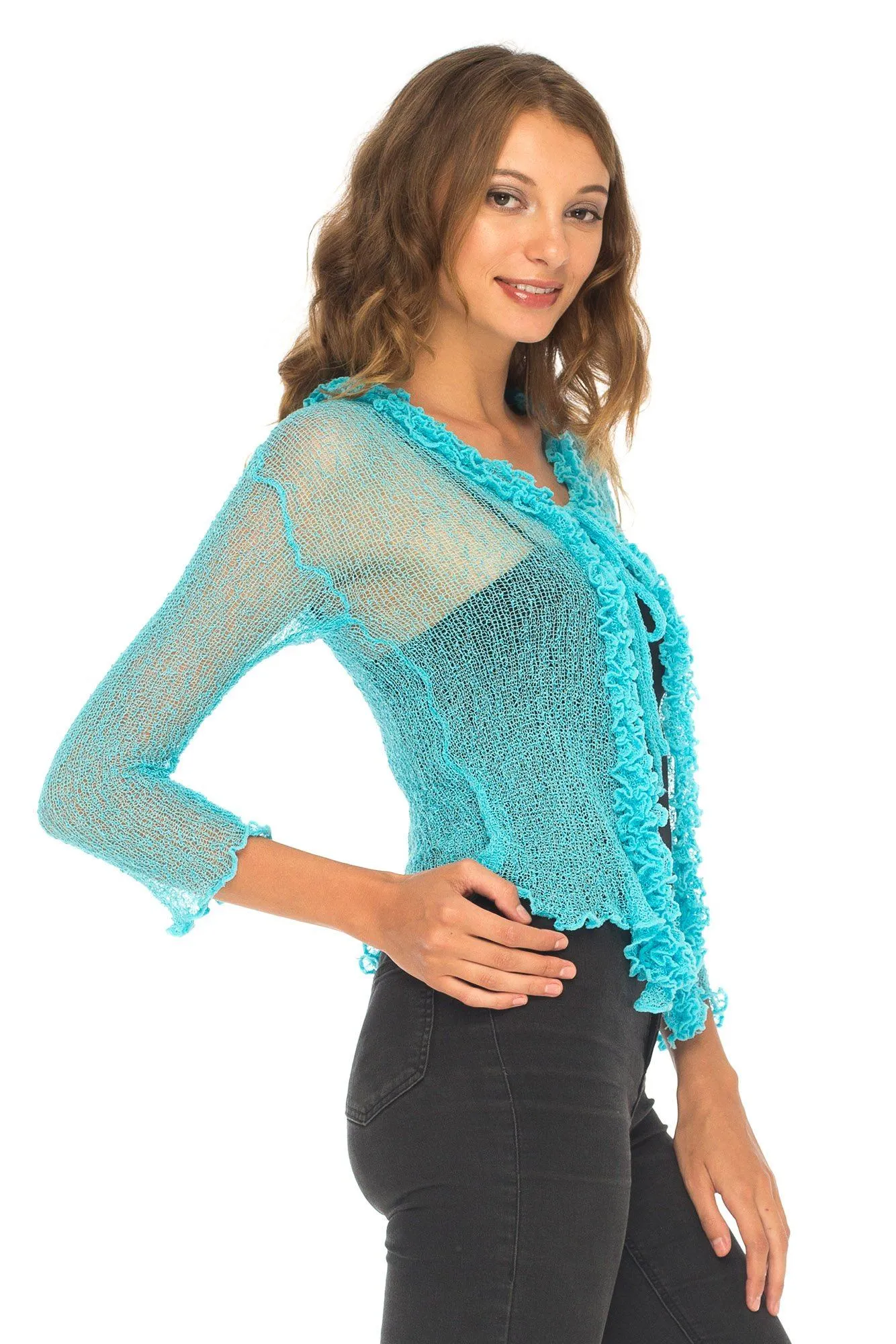 Sheer Shrug Cardigan - Lightweight Knit by SHU-SHI
