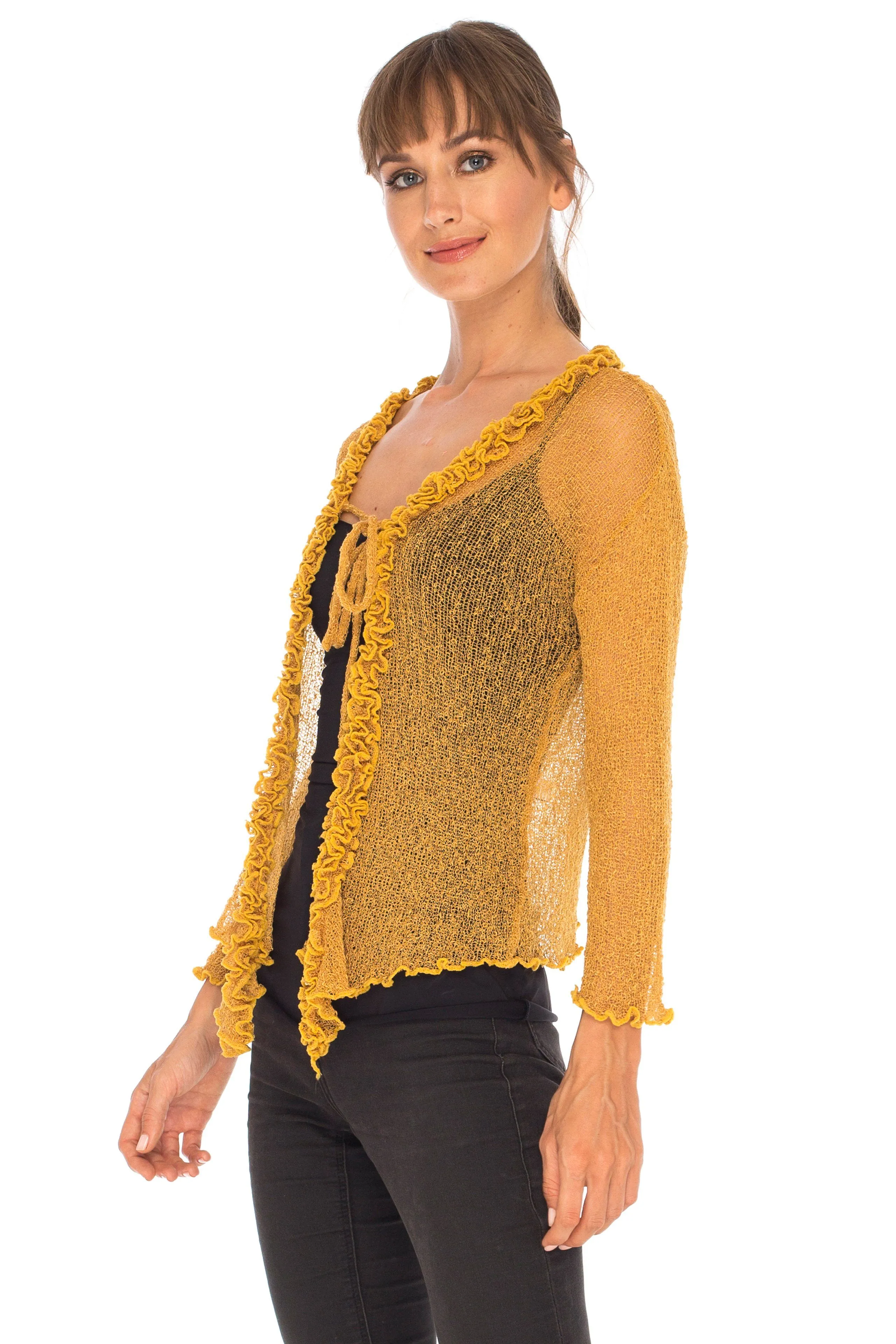 Sheer Shrug Cardigan - Lightweight Knit by SHU-SHI