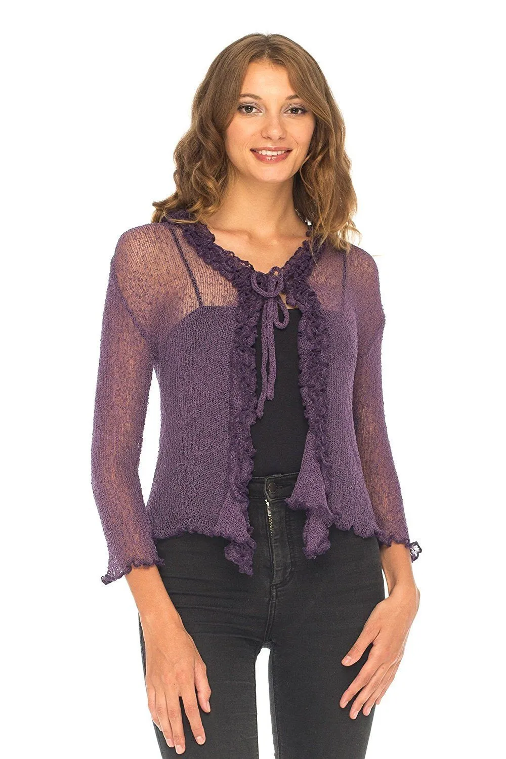 Sheer Shrug Cardigan - Lightweight Knit by SHU-SHI
