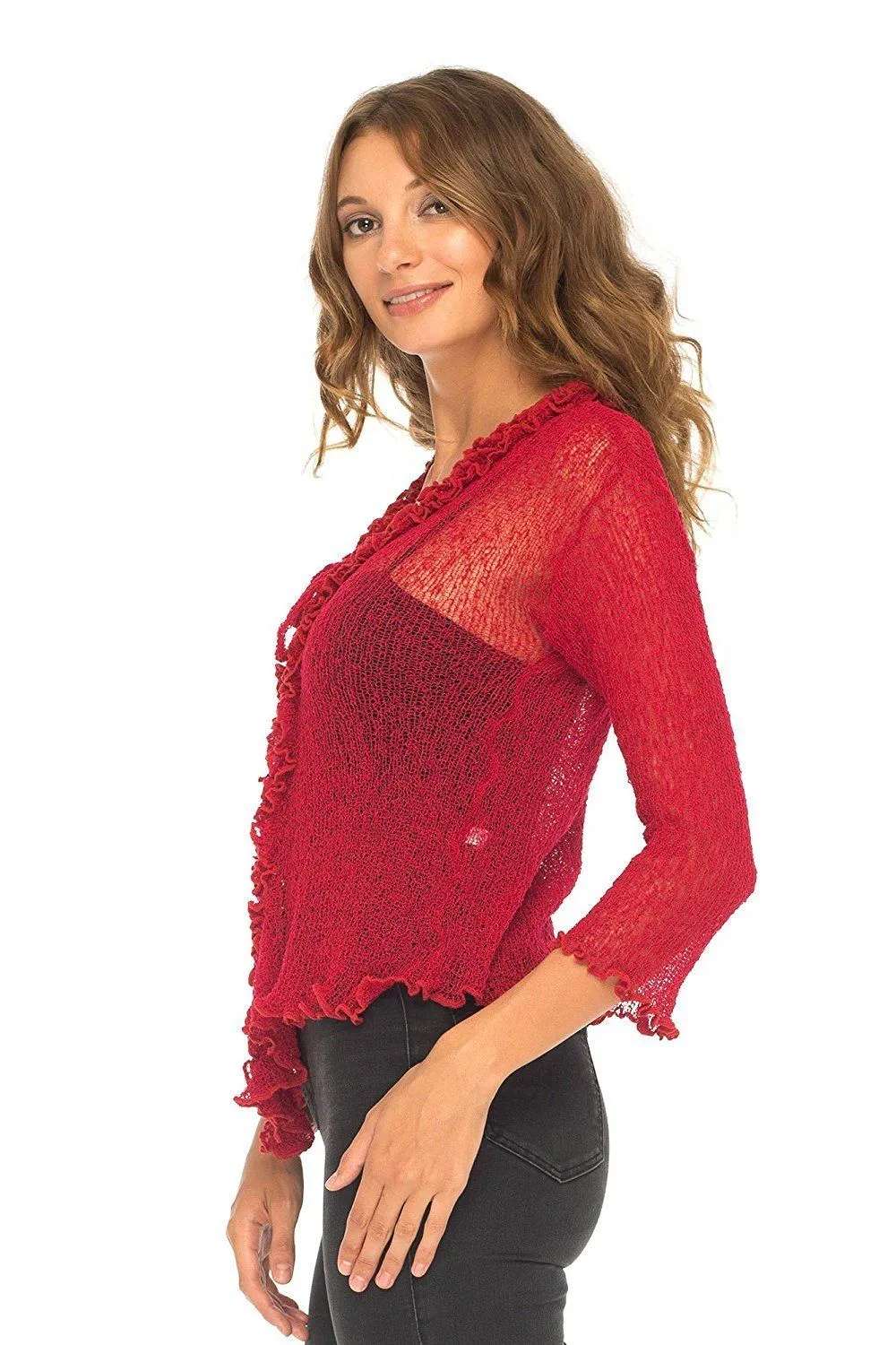 Sheer Shrug Cardigan - Lightweight Knit by SHU-SHI