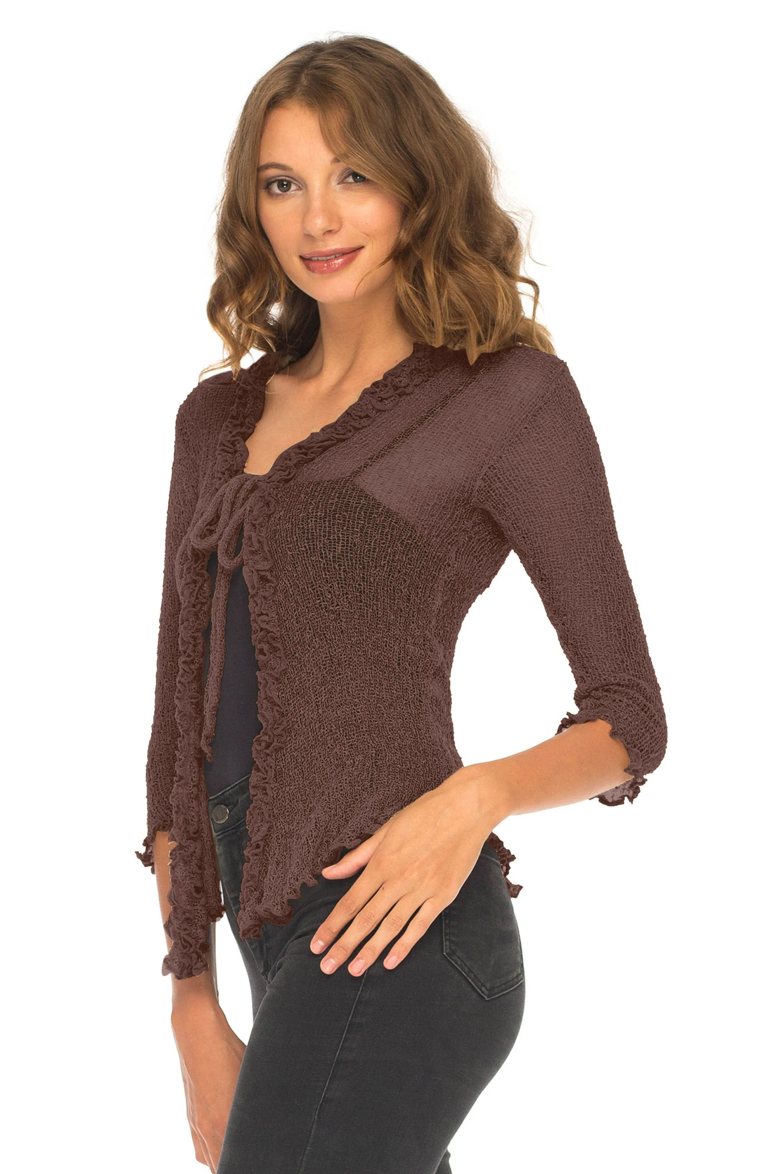Sheer Shrug Cardigan - Lightweight Knit by SHU-SHI