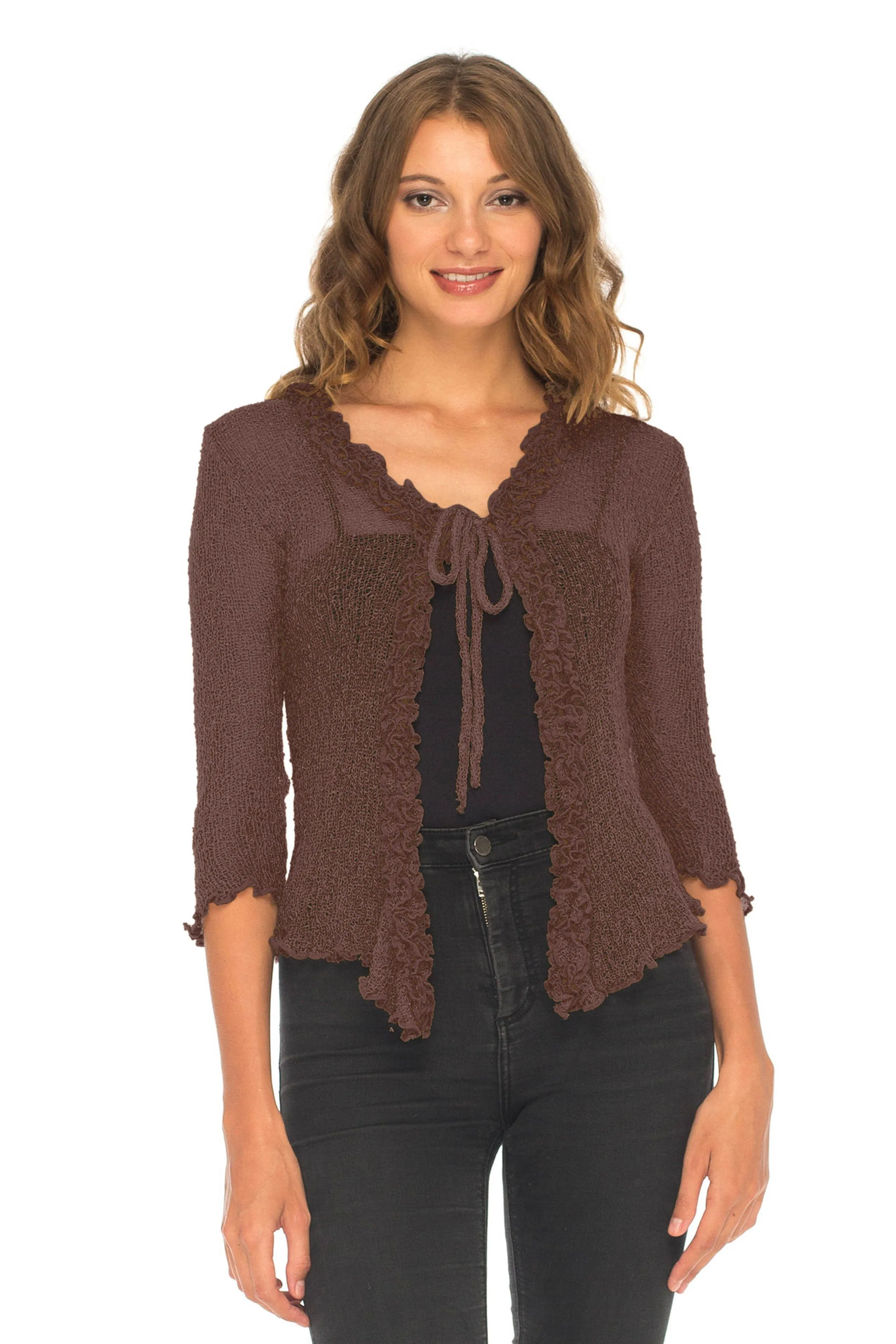Sheer Shrug Cardigan - Lightweight Knit by SHU-SHI
