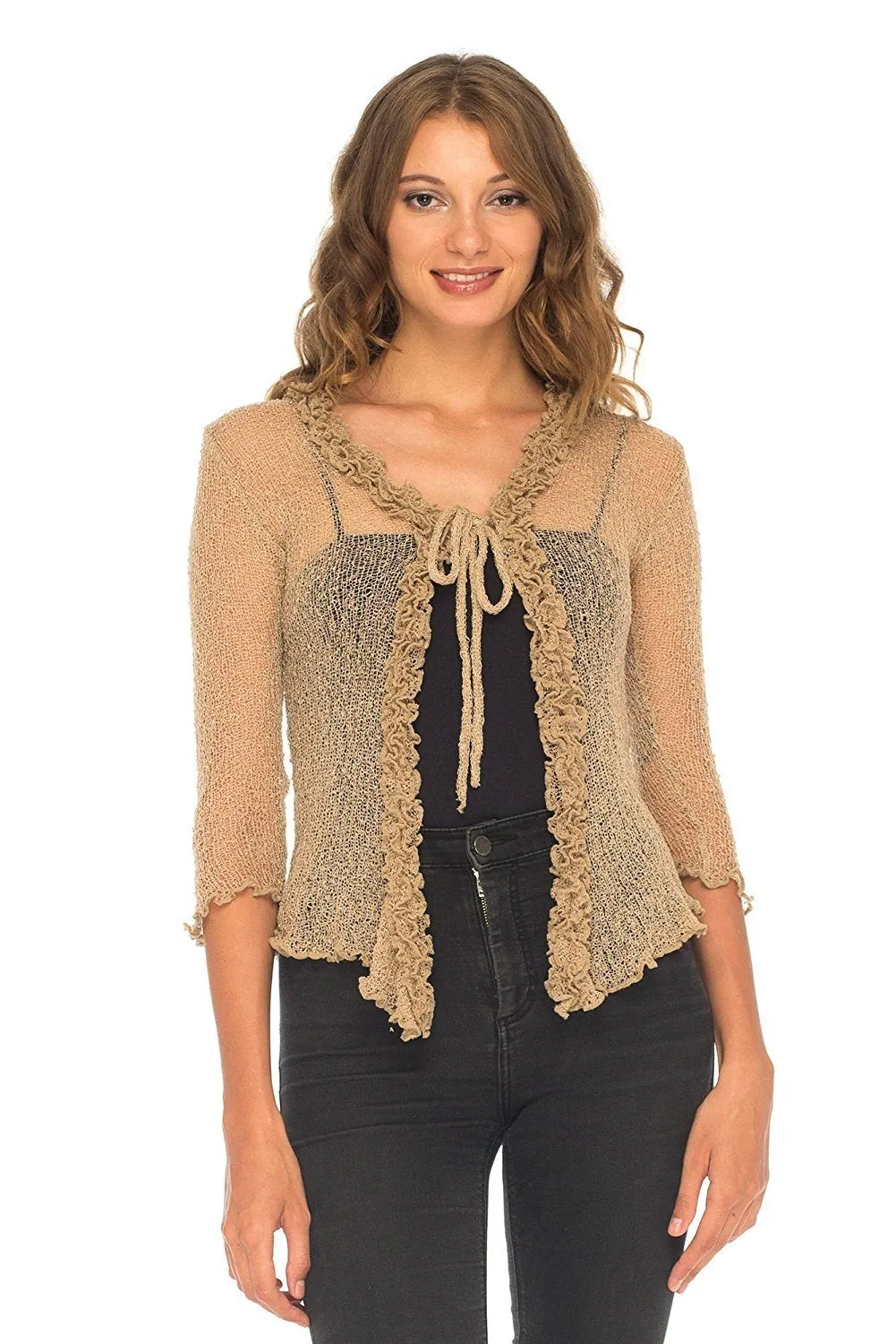 Sheer Shrug Cardigan - Lightweight Knit by SHU-SHI