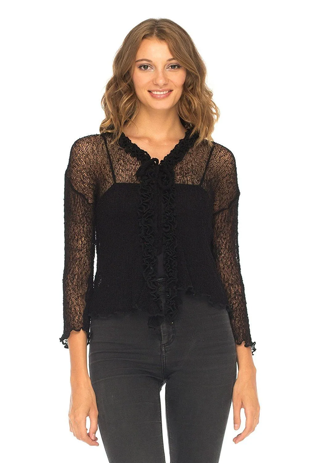 Sheer Shrug Cardigan - Lightweight Knit by SHU-SHI