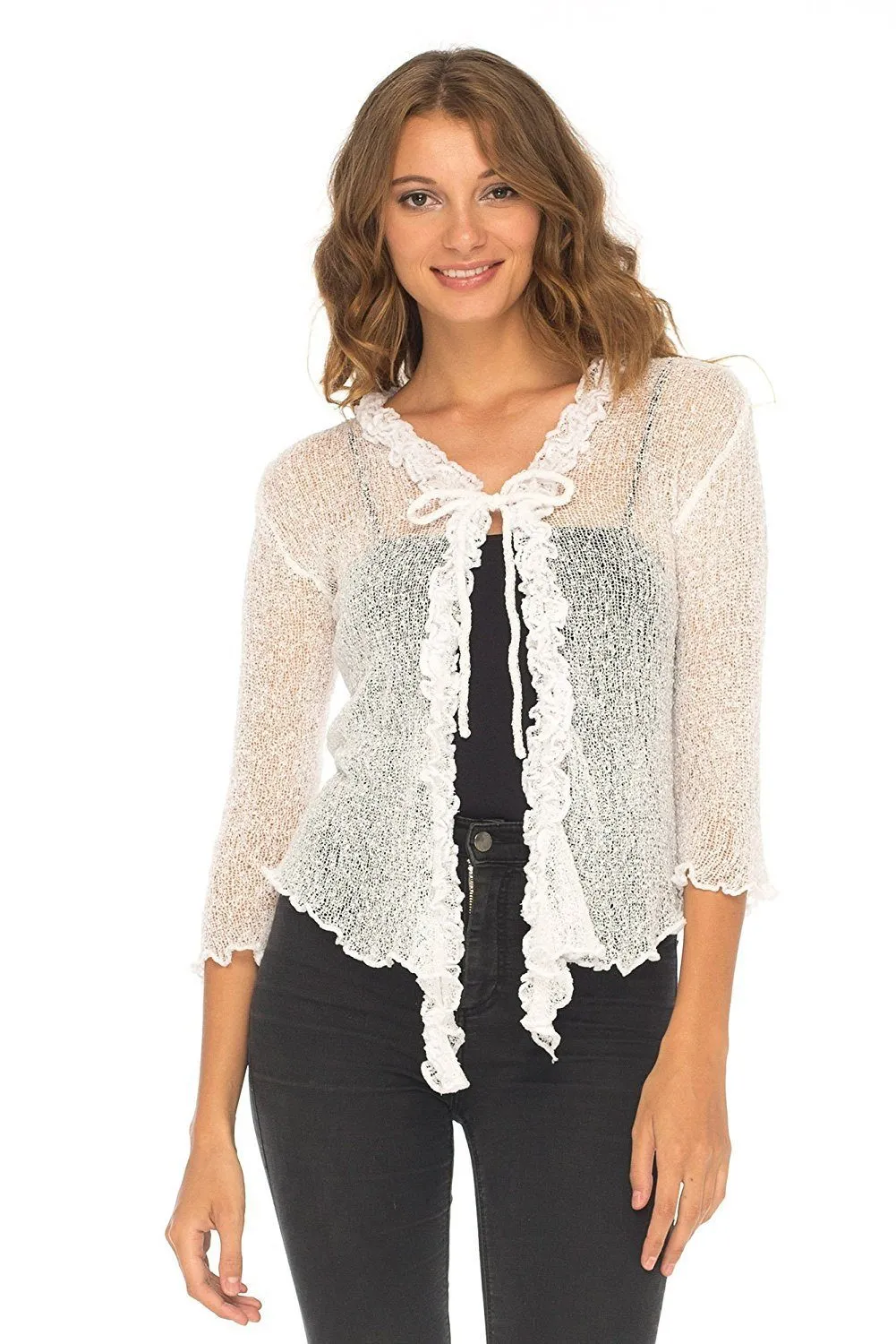 Sheer Shrug Cardigan - Lightweight Knit by SHU-SHI